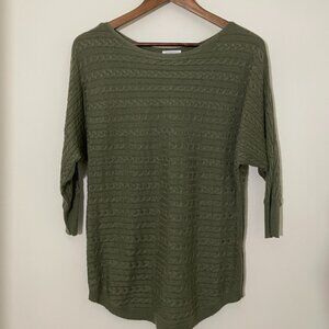 Market & Spruce ¾ sleeve Cable knit Top - Green S
